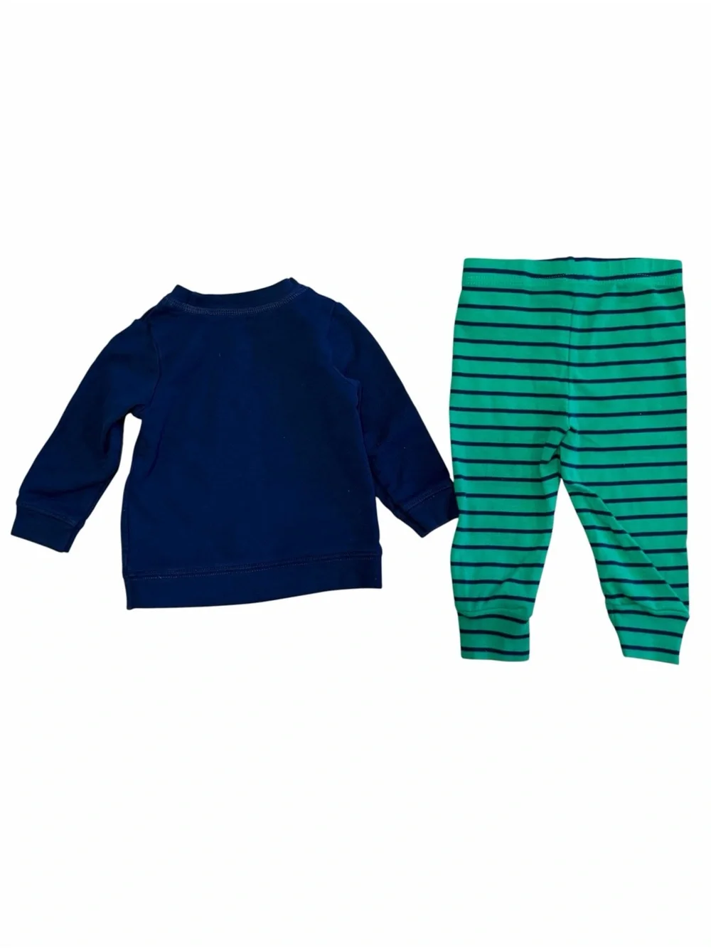 12M St Patrick’s Day 2pc Outfit “Happy Go Lucky” Navy Blue and Green 9-12 Months